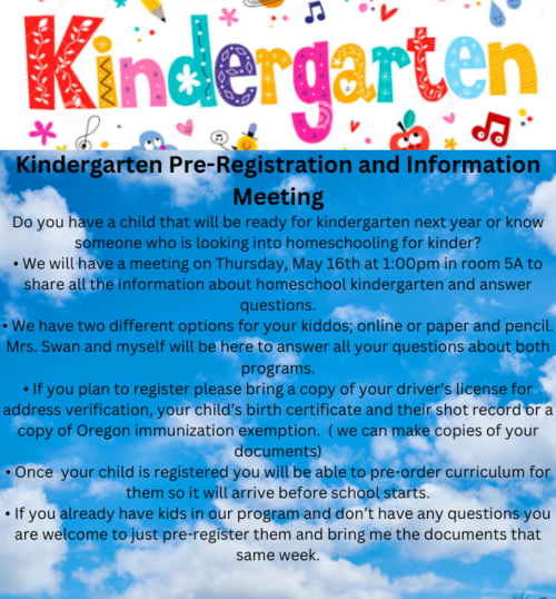 Kindergarten Pre-Registration and Information Meeting