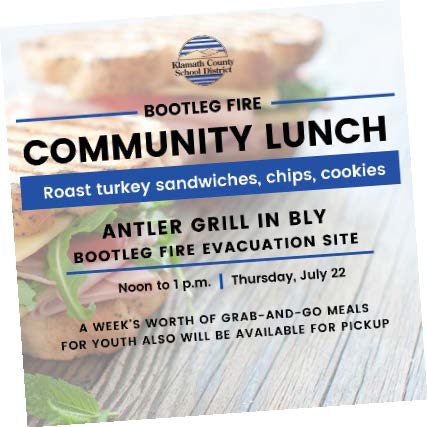 Flyer about community lunch served in BLY 2021