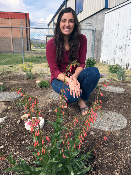 Image of Brixner Junior High School teacher Kara Contreras in the school's garden.